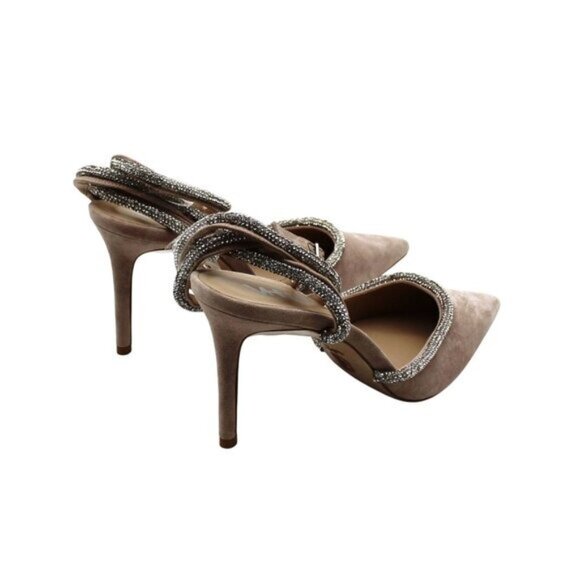 Vhny Womens Claudia Suede Pointed Toe Rhinestone Ankle Strap Wrap Heels Womens - Picture 6 of 16